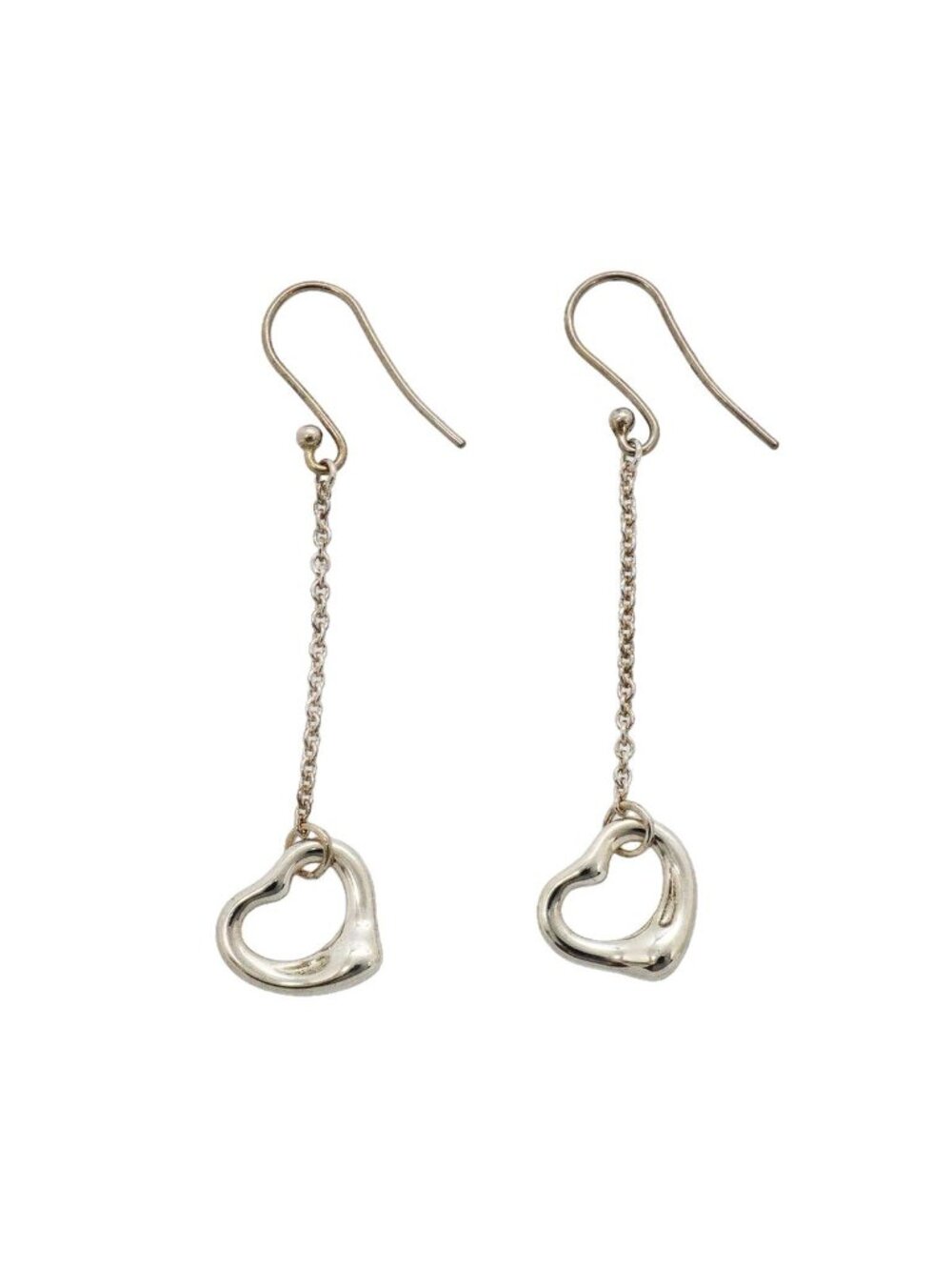 Tiffany & Co Earrings Open Heart Drop 925 Sterling Silver